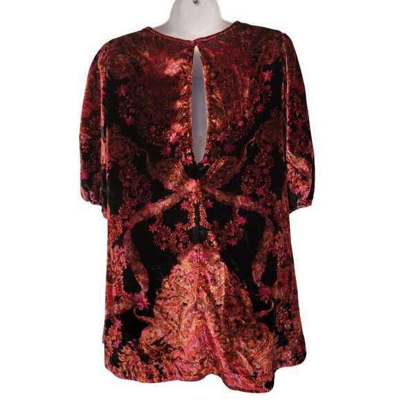 Free People XS Velvet Tunic Puff Sleeve Keyhole Back MAYE Whimsigoth Coquette - Picture 3 of 8